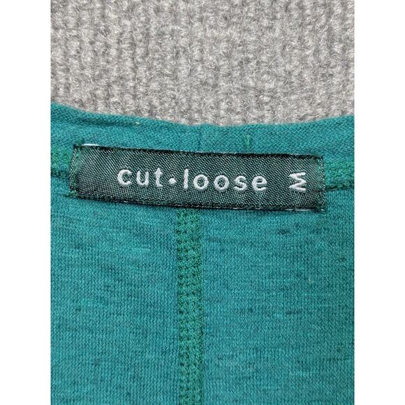 Cut Loose Tunic Top Womens Medium Emerald Handkerchief Hem Side Vent Linen Blend - Picture 3 of 13